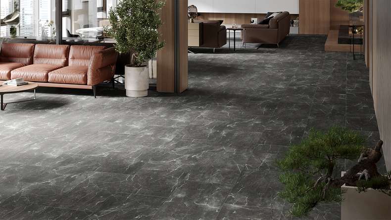 planeo Vinile rigido a click - Stone Botticino Dark Matt | Isolamento acustico Impact integrato (100P2909MT)