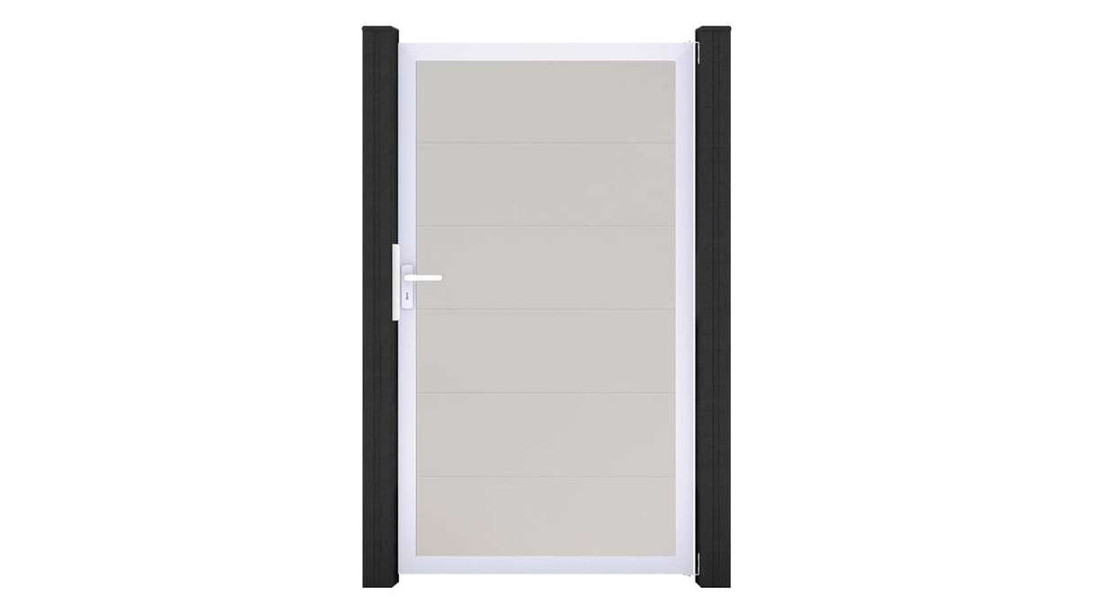 planeo Gardence Simply - Cancello universale in PVC bianco con telaio in alluminio 100 x 180 cm