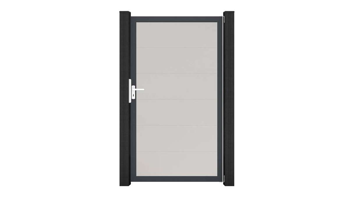 planeo Gardence Simply - Cancello universale in PVC bianco con telaio in alluminio 100 x 180 cm