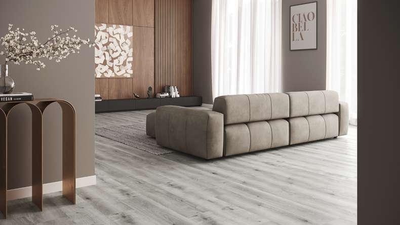 planeo Rigido Vinile ad incastro - SolutionX 2in1 Oak Grey | Isolamento acustico integrato (ECF-0088)