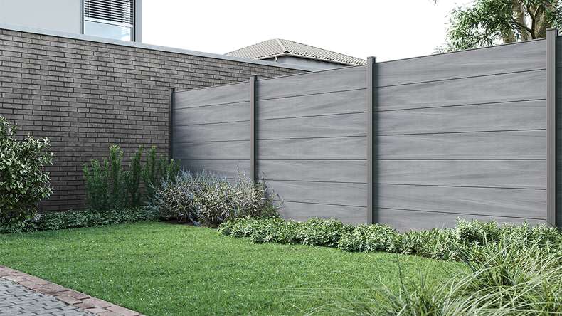 planeo Gardence Strong XL - Recinzione in BPC standard stone grey co-ex