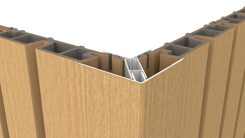 planeo LINEA - Profilo angolare esterno in alluminio CoEx, color sabbia, 3000 x 66 x 66 mm