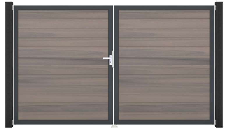 planeo Gardence Strong - Cancello BPC - a 2 ante, bicolore co-ex con telaio in alluminio