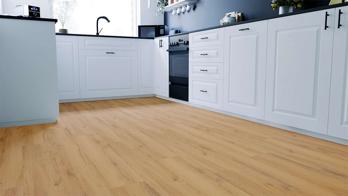 pavimento di design planeo per fare clic - Eco Home&Health Rustic Oak Sand | Isolamento acustico integrato (LO-EK-03)