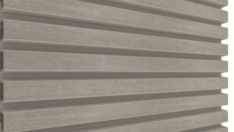 planeo LINEA Slim - Rivestimento per facciate in WPC CoEx, grigio chiaro, 2900 x 215 mm
