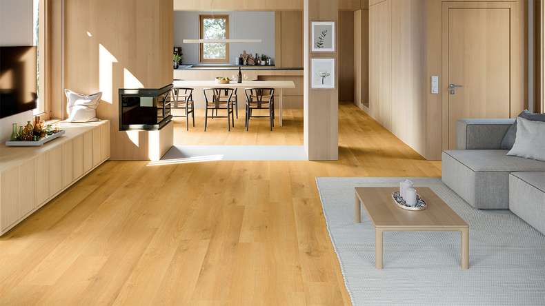 planeo Vinile rigido Klick - SolutionX 2in1 BigSize Quercia Maison 1,83 m di lunghezza asse XL | isolamento acustico integrato per il calpestio (ECF-BS-84)