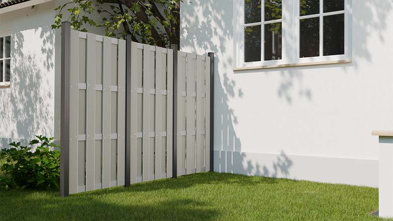 planeo Gardence Premade - Recinzione in BPC Verticale Bicolore Sabbia 84,3 x 180cm