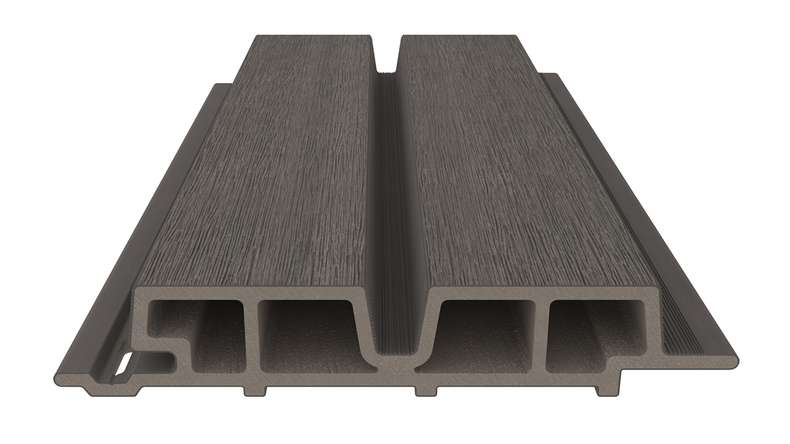 planeo LINEA Wide - Rivestimento per facciate in WPC CoEx, grigio scuro, 2900 x 181 mm