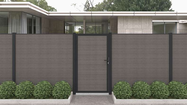 planeo INFINITY XL-Board - recinzione a innesto WPC CoEx grigio scuro 176 x 183