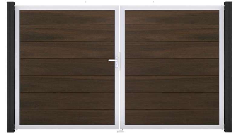 planeo Gardence Strong XL - Porta BPC - DIN Sinistro 2 ante in Noce co-ex con telaio in alluminio argento