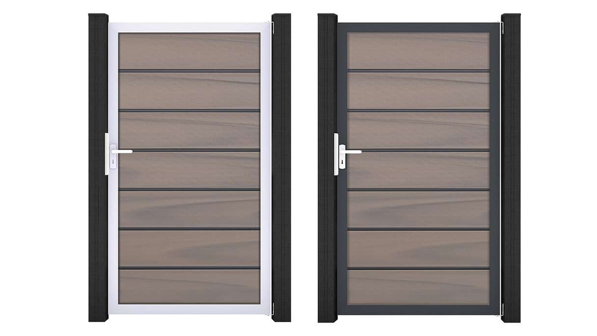 planeo Gardence Deluxe - Cancello universale BPC bicolore co-ex con telaio in alluminio