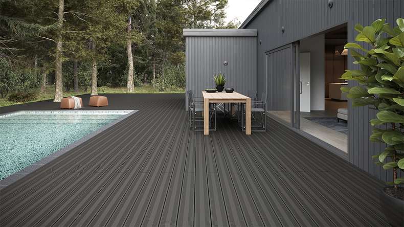 planeo SolidWood WPC tavola solido - Grigio scuro 3m francese/strutturato