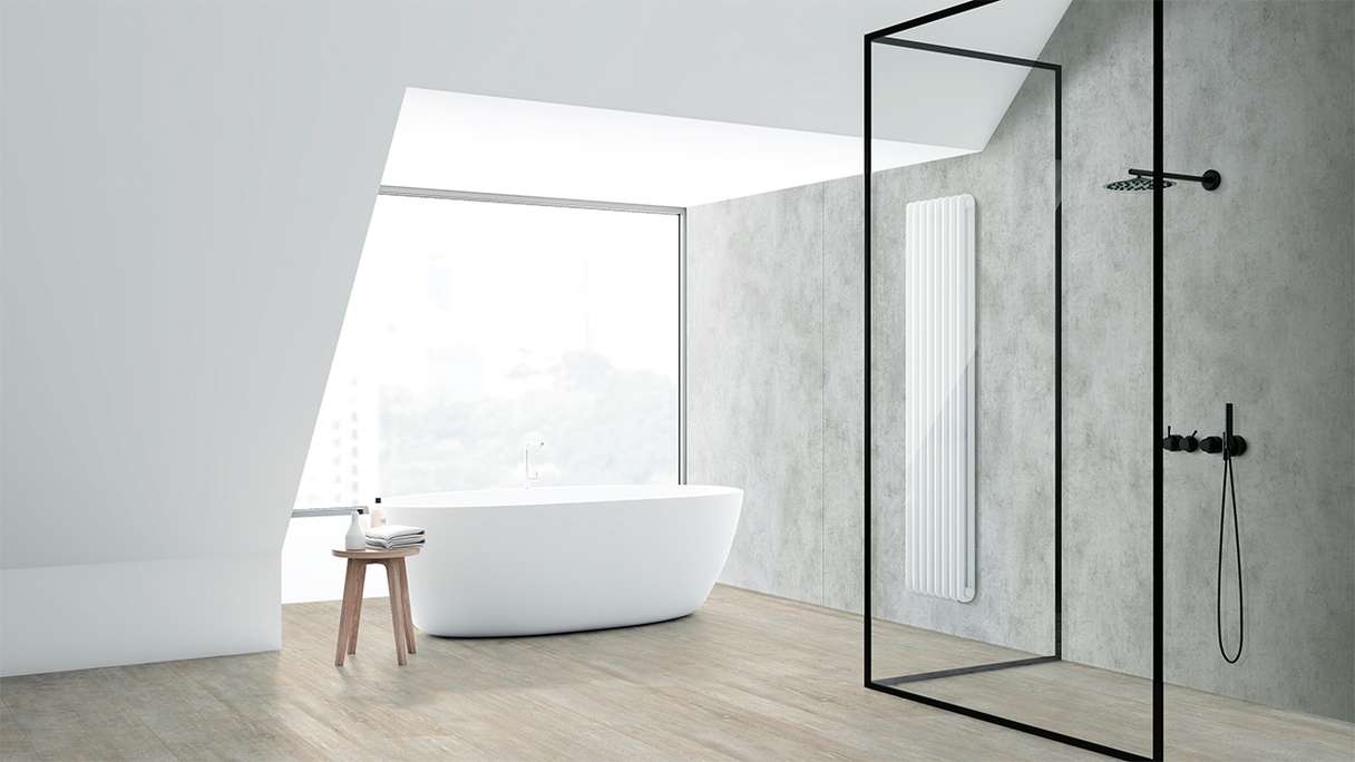 planeo StrongWall - Rivestimento in plastica XL Wash Cement 260 x 90 cm