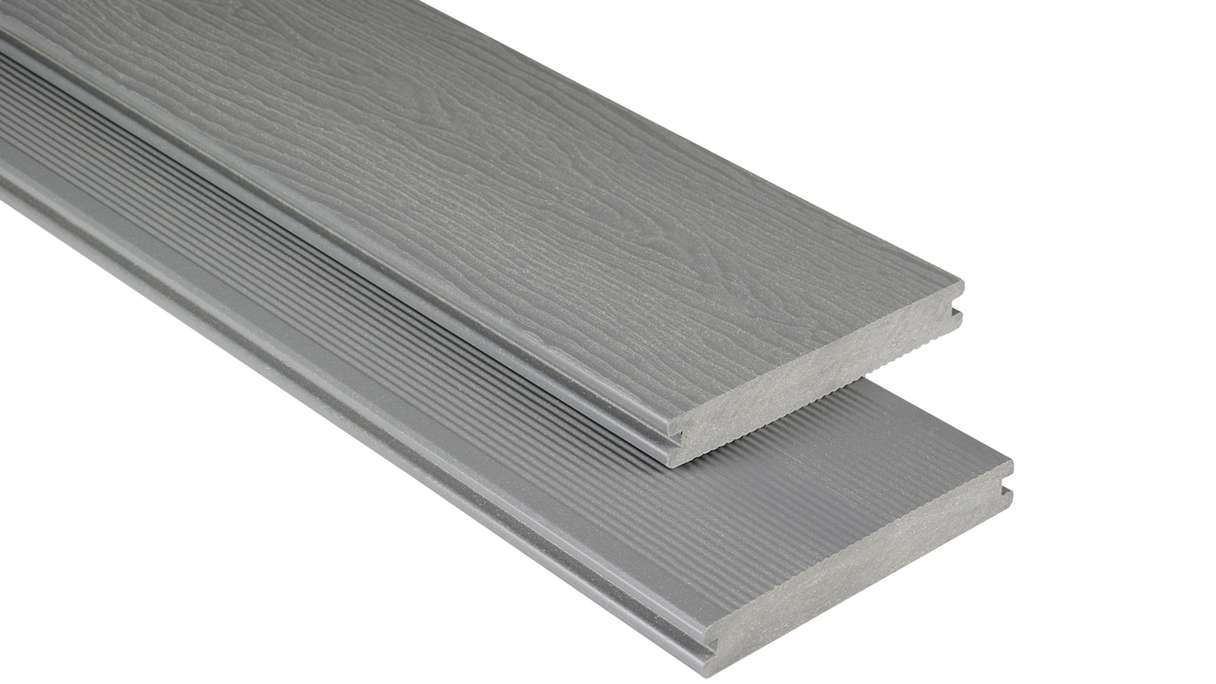 planeo pavimenti WPC - tavola per decking solido grigio 4,10m - in rilievo