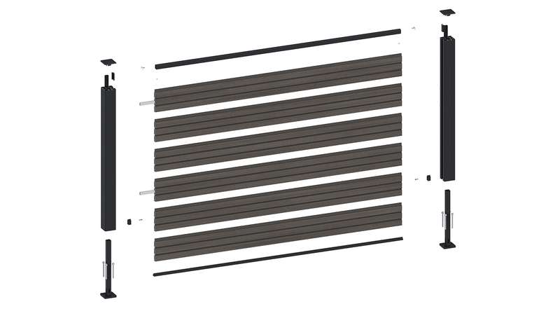 planeo LINEA - Recinzione da giardino a incastro in WPC CoEx Rhombus, grigio scuro, 180 x 90 cm
