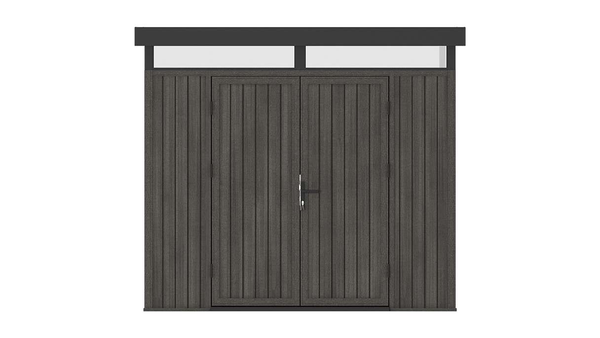 planeo WPC CoEx Casetta da giardino con tetto piano M - Grigio scuro 250 x 250 x 226,5 cm