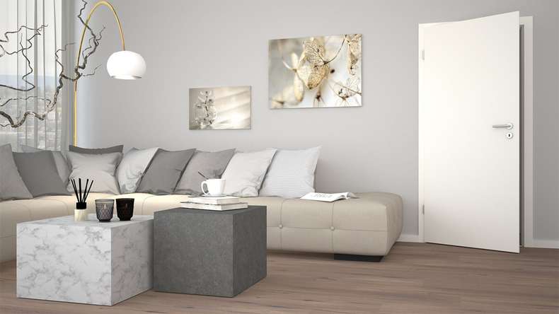 porta interna planeo VELA Calma laccato bianco 9010 bordo angolare | laccato - 2110 x 610|735|860|985 mm