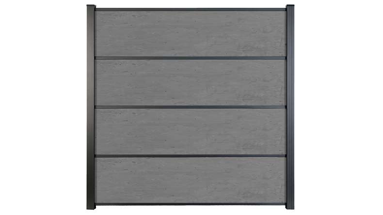 planeo Gardence Resistant - recinzione a innesto in HPL grigio cemento 180 x 183 cm