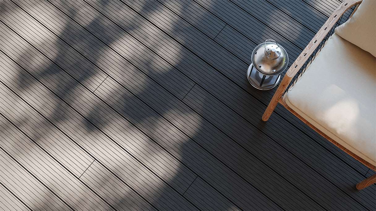 planeo LightWood WPC decking set completo tavole a camera cava - grigio scuro scanalato/scanalato