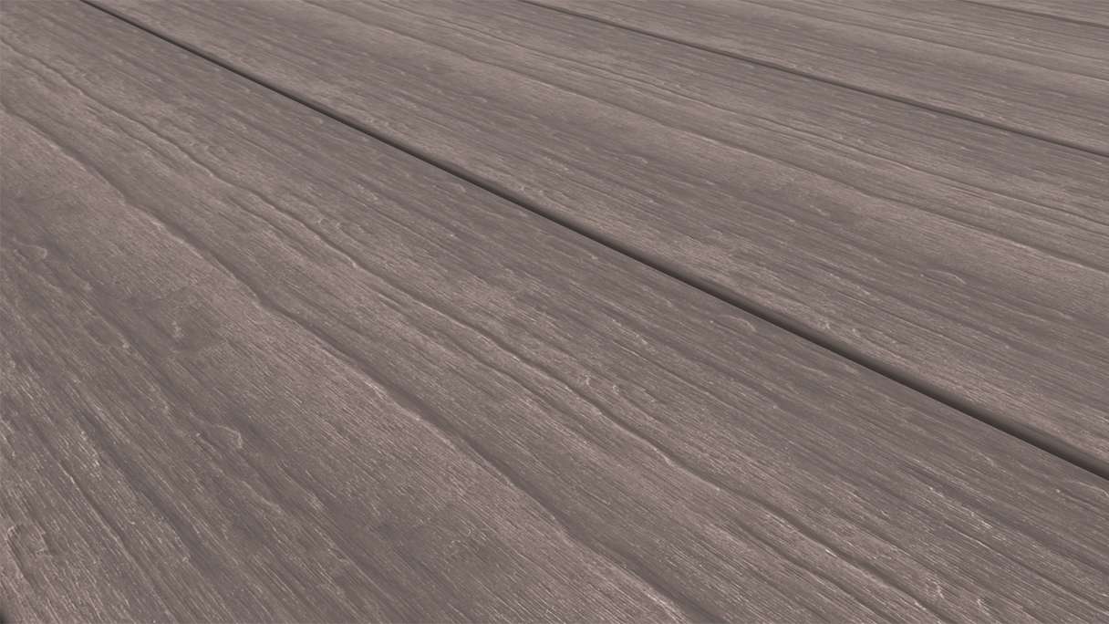 planeo MAXLine Antique - Decking XL rivestito in WPC CoEx massiccio - grigio 3m rustico strutturato/liscio spazzolato