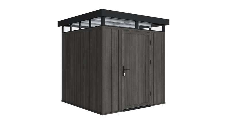 planeo WPC CoEx Casetta da giardino con tetto piano S - Grigio scuro 208 x 200 x 226,5 cm
