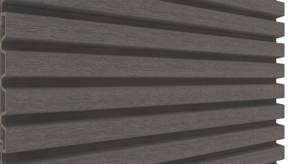 planeo LINEA Slim - Rivestimento per facciate in WPC CoEx, grigio scuro, 2900 x 215 mm