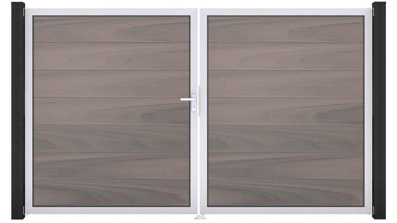 planeo Gardence Strong XL - Cancello BPC - a 2 ante, bicolore co-ex con telaio in alluminio