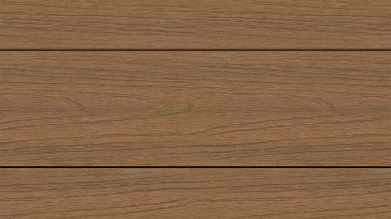 planeo UNIDeck - Doghe per terrazza rivestite in WPC CoEx, teak birmano, 3 m - strutturate/spazzolate lisce
