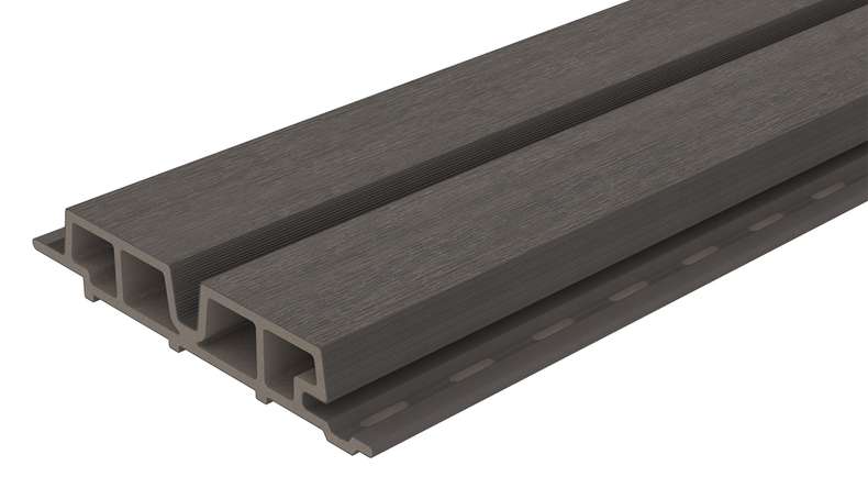 planeo LINEA Wide - Rivestimento per facciate in WPC CoEx, grigio scuro, 2900 x 181 mm