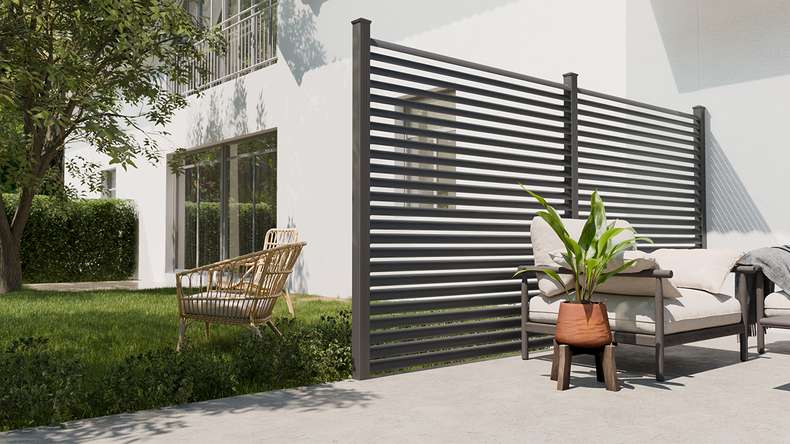 planeo Gardence Metallic Ellipse - Recinzione da giardino in alluminio quadrata Antracite | DB703