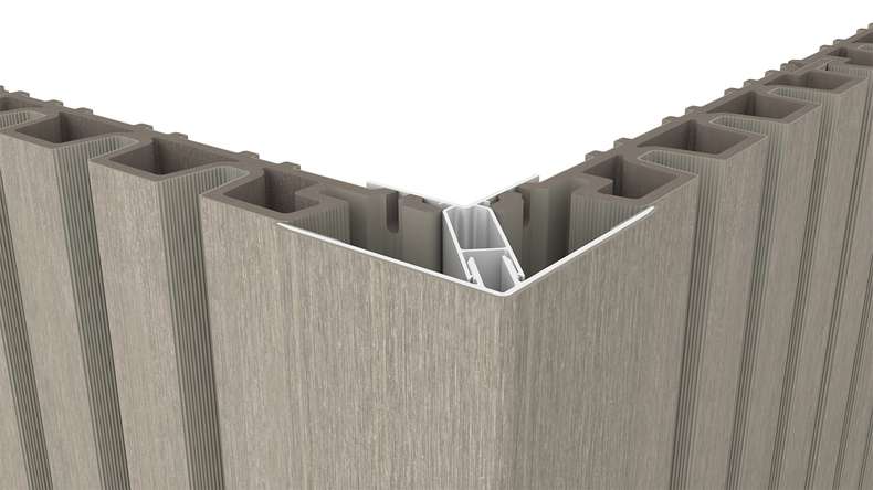 planeo LINEA - Profilo angolare esterno in alluminio CoEx, grigio chiaro, 3000 x 66 x 66 mm