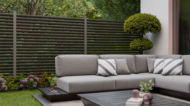 planeo Gardence Metallic Ellipse - Recinzione da giardino in alluminio quadrata Antracite | DB703