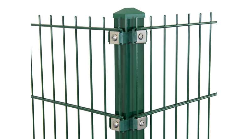 pali d'angolo tipo P verde muschio per recinzioni a doppia maglia