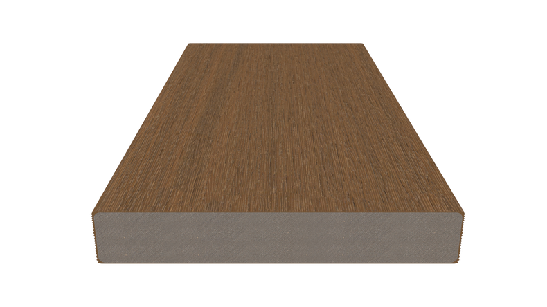 planeo UNIDeck - Doghe per terrazza rivestite in WPC CoEx, teak birmano, 3 m - strutturate/spazzolate lisce