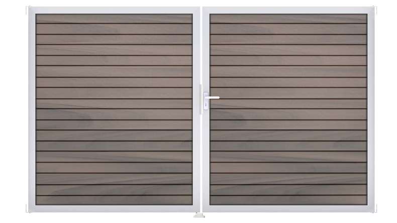 planeo Gardence Trendy - Cancello BPC a rombi - a 2 ante, bicolore co-ex con telaio in alluminio