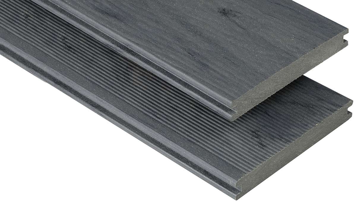 planeo pavimenti WPC - tavola per decking solido rovere affumicato 3.70m - scanalato