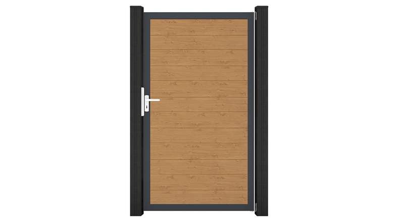 planeo Gardence Simply Small - Porta universale in PVC in rovere nodoso naturale con telaio in alluminio antracite | DB703 100 x 180 cm