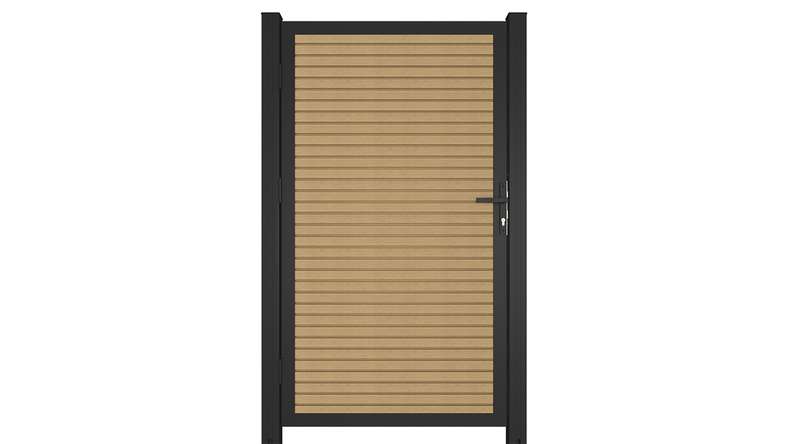 planeo LINEA - WPC CoEx Rhombus porta universale sabbia con telaio in alluminio antracite 100 x 180 cm