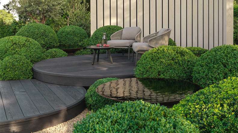 planeo Authoria PureBoard - Decking massiccio naturale scuro 3,6 m strutturato