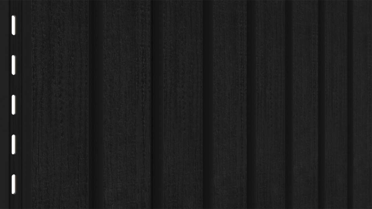 planeo LINEA Wide - Rivestimento per facciate in WPC CoEx, nero, 2900 x 181 mm