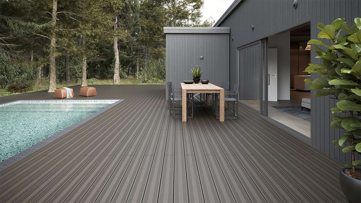 planeo SolidWood WPC tavola solido - Grigio chiaro 3m francese/strutturato