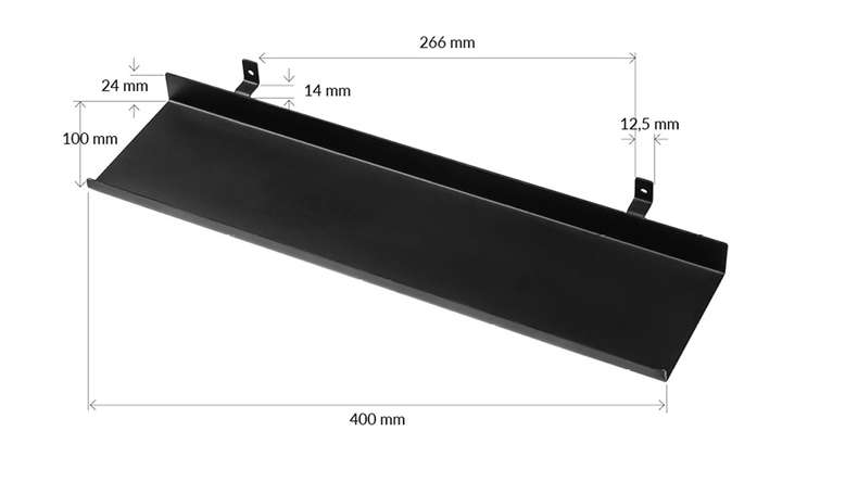 mensola planeo - Nero 40 cm con viti incluse