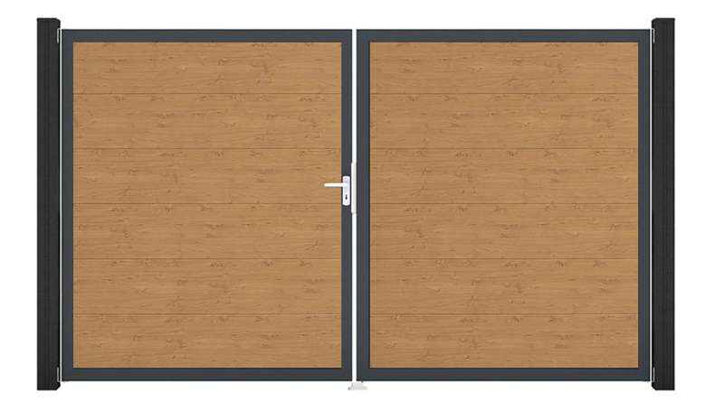 planeo Gardence Simply - Porta in PVC - DIN Sinistro 2 ante Quercia nodosa naturale con telaio in alluminio antracite
