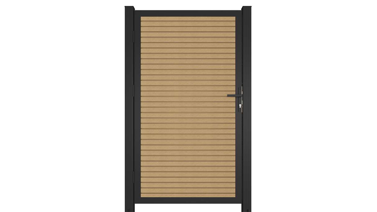 planeo LINEA - WPC CoEx Rhombus porta universale sabbia con telaio in alluminio antracite 100 x 180 cm
