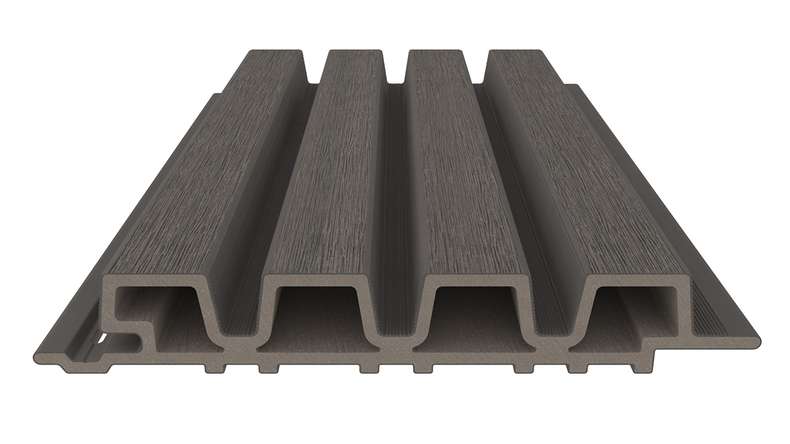 planeo LINEA Slim - Rivestimento per facciate in WPC CoEx, grigio scuro, 2900 x 215 mm