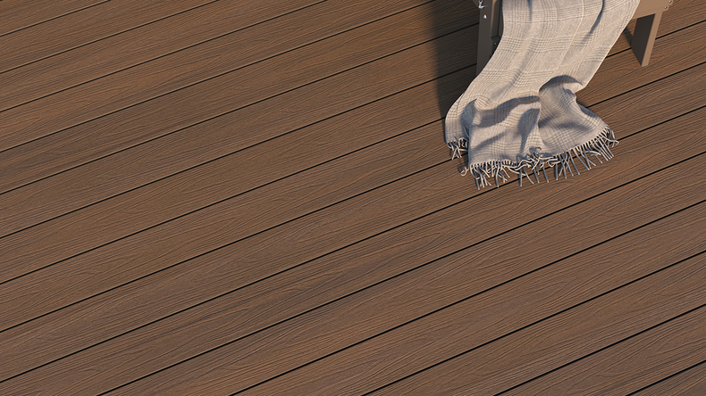 planeo UNIDeck - Doghe per terrazza rivestite in WPC CoEx, Ipe marrone, 3 m - strutturate/liscie spazzolate