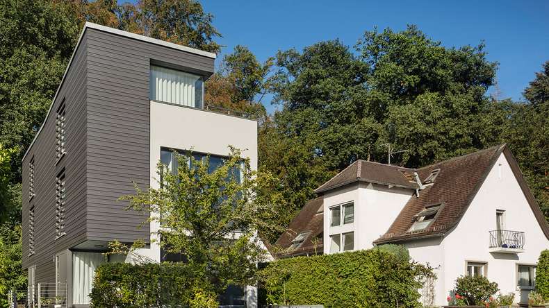 planeo Fassado - Rivestimento facciata a fasce romboidale WPC Grigio lava Prime