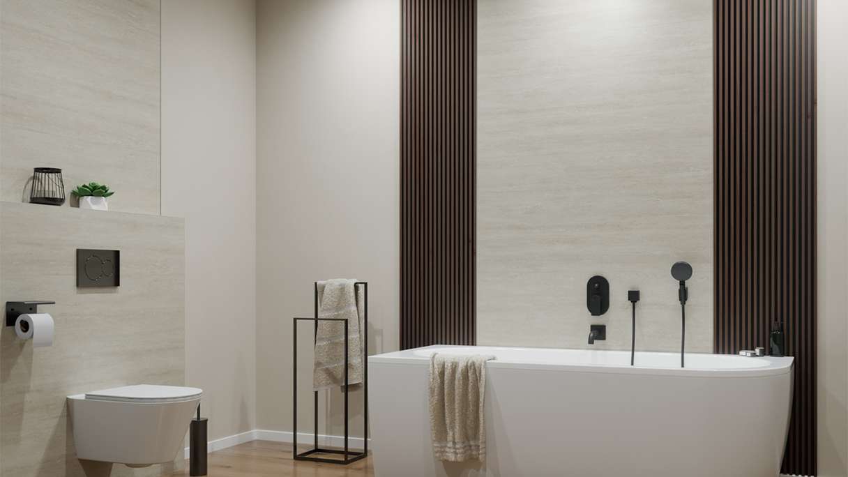 rivestimento planeo SPC - CeraRock Tile Stripes Travertino chiaro 120 x 60 cm