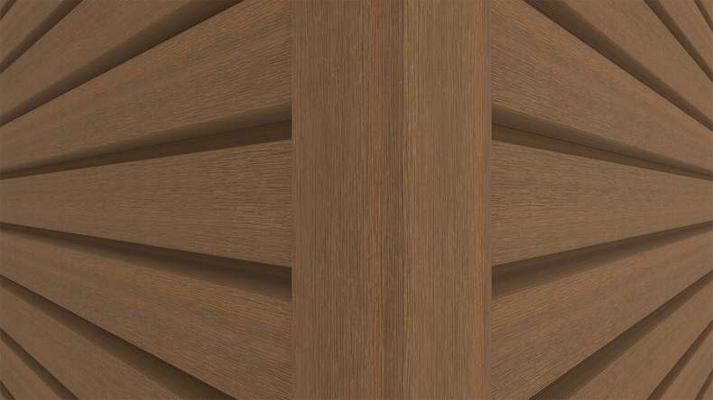 planeo LINEA Wide - Rivestimento per facciate in WPC CoEx, finitura Teak della Birmania, 2900 x 181 mm