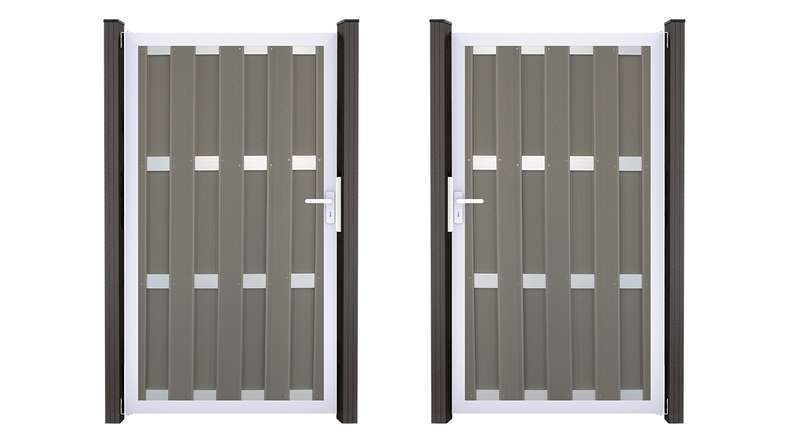 planeo Gardence Premade - Cancello BPC grigio chiaro 100 x 180 x 4 cm - Telaio in alluminio argentato